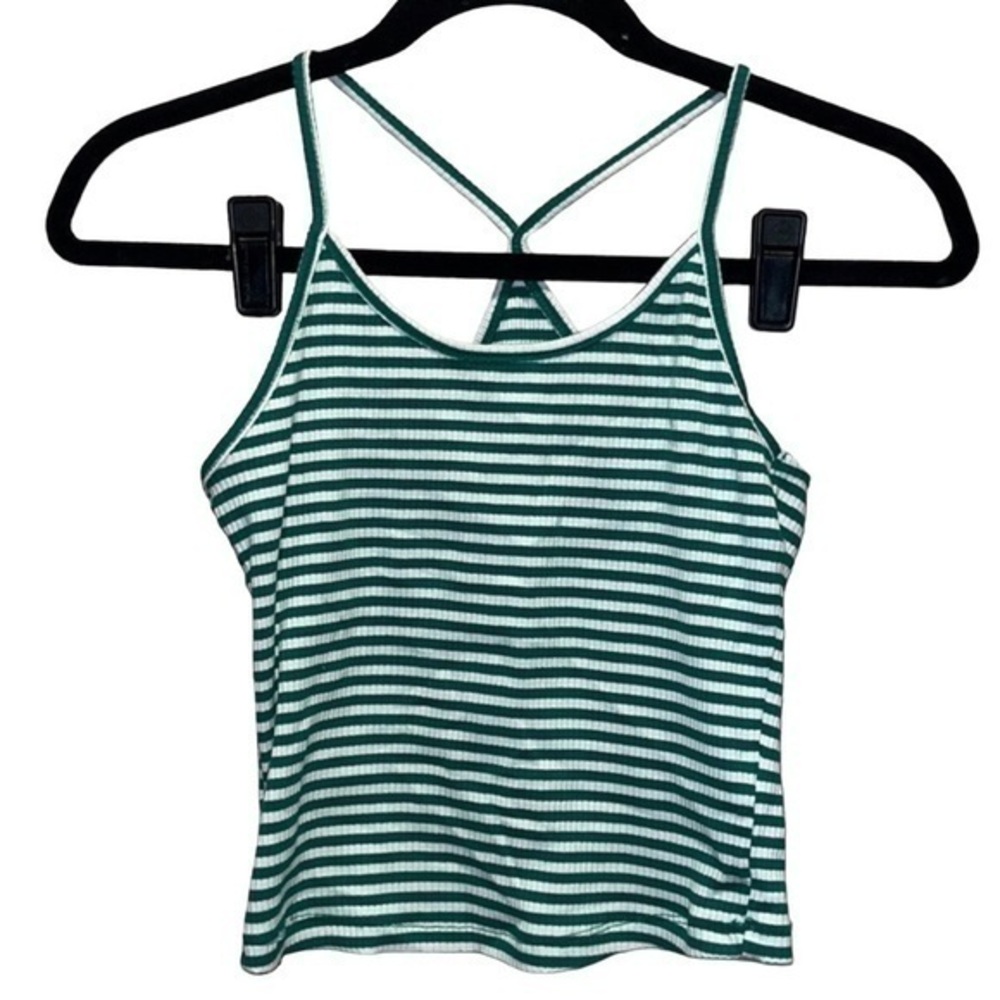 Bluenotes Small Green and White Striped Tank Top